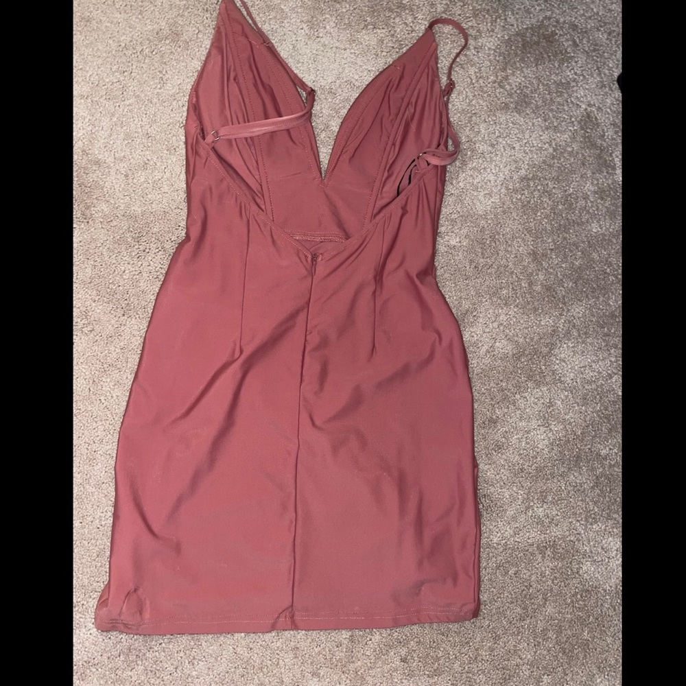 Hello molly beige/pink asymmetrical bodycon dress - Picture 2 of 3